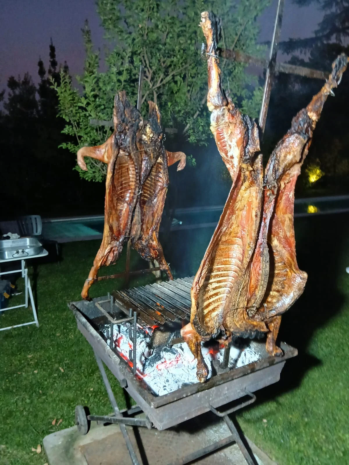 Cerdito lechón asado al palo